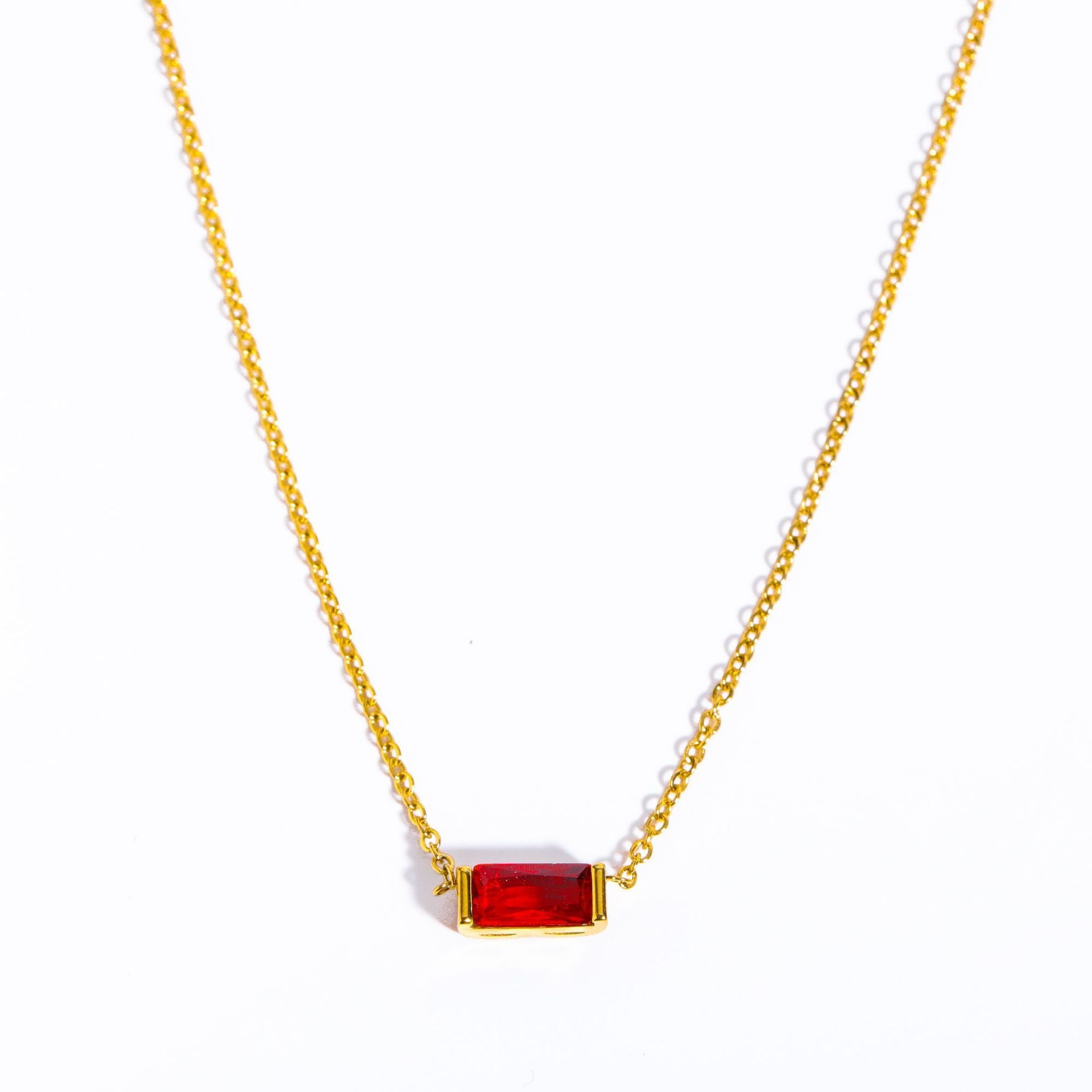 Birthstone Zircon Stainless Steel Necklace