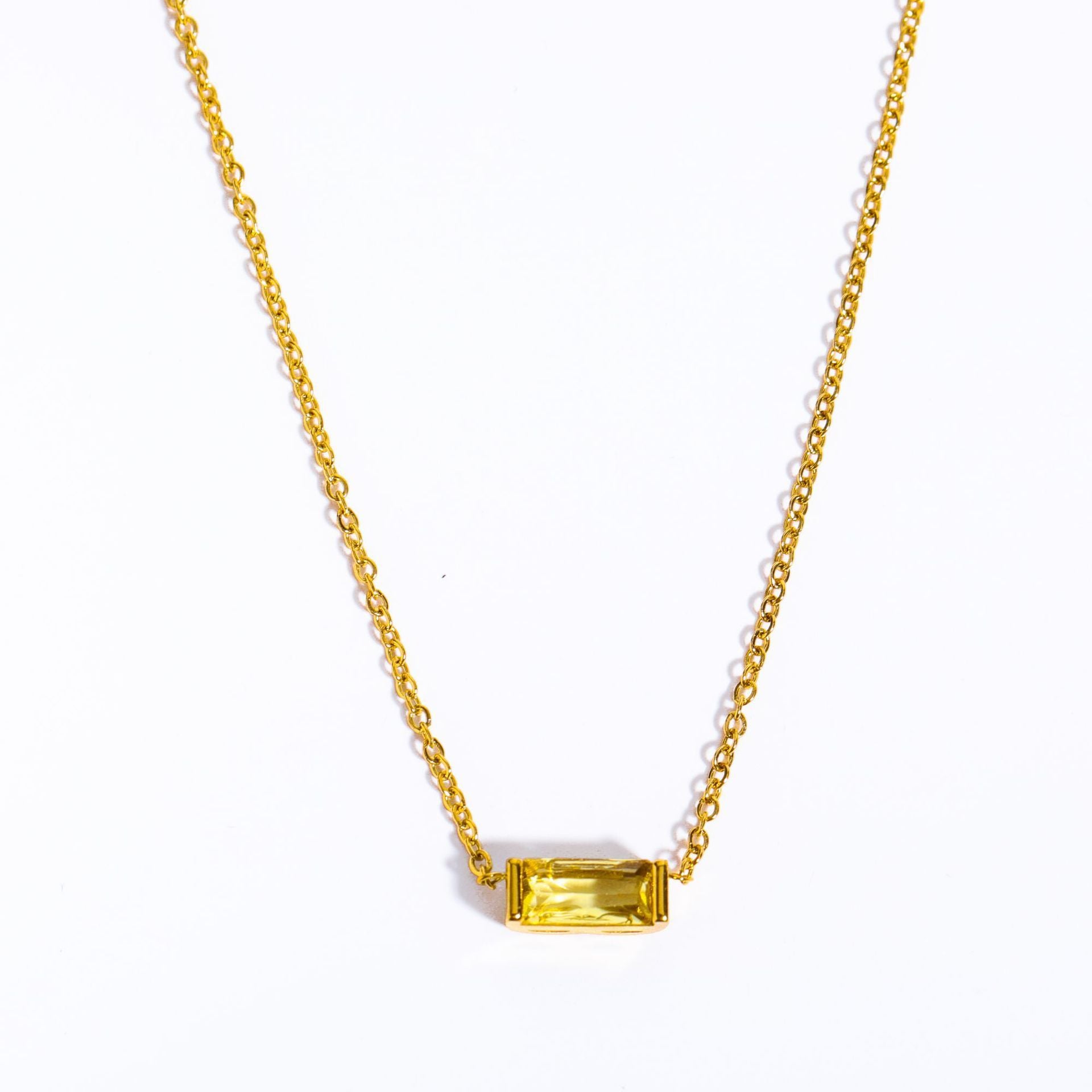 Birthstone Zircon Stainless Steel Necklace