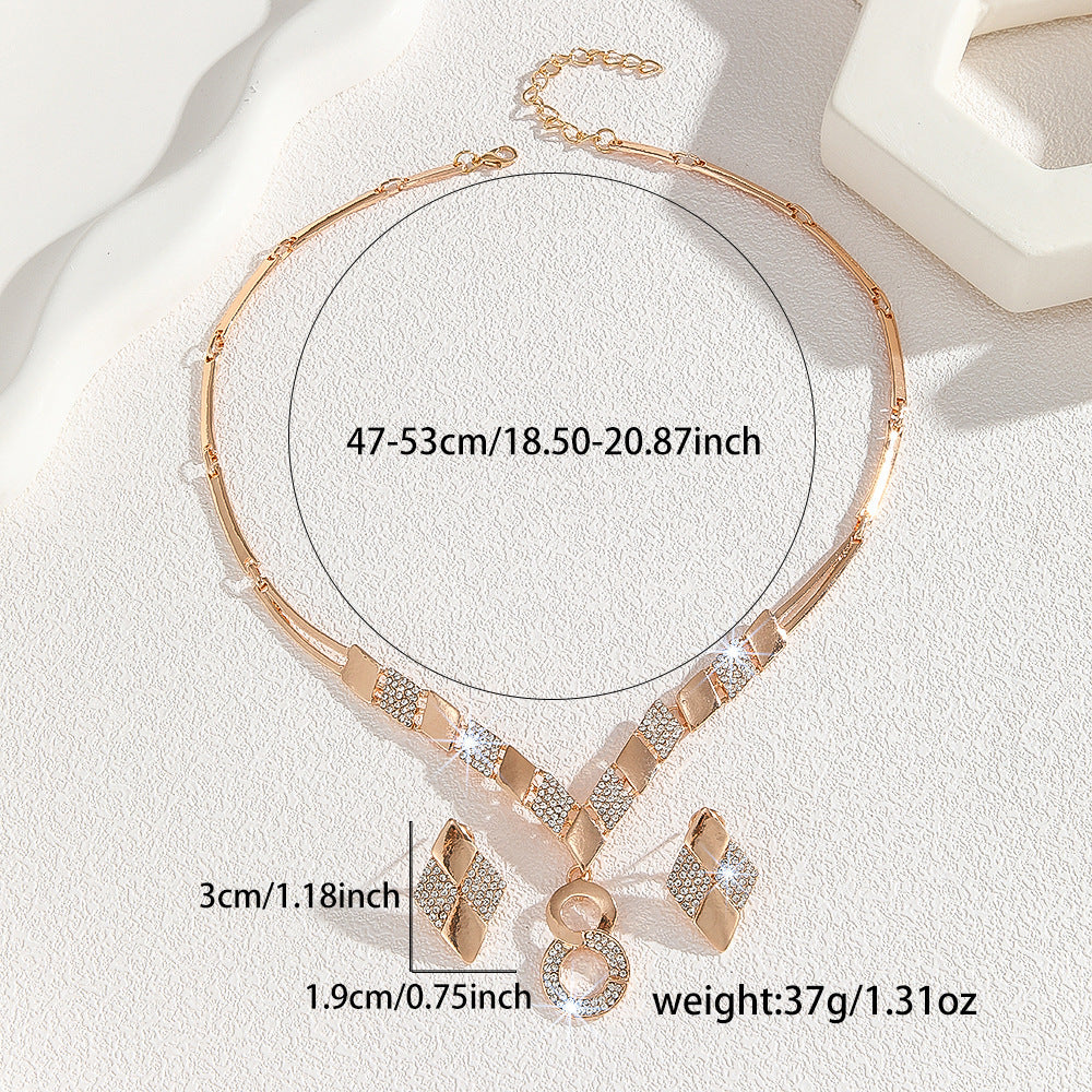 Zinc Alloy Necklace And Earrings Suite Women