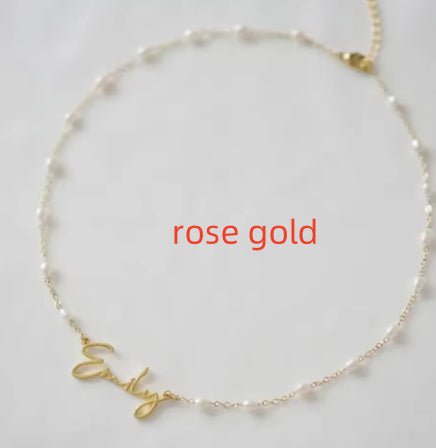 Stainless Steel DIY Cut Name Pearl Necklace