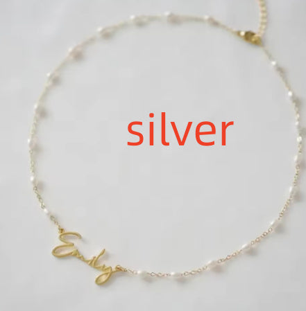 Stainless Steel DIY Cut Name Pearl Necklace
