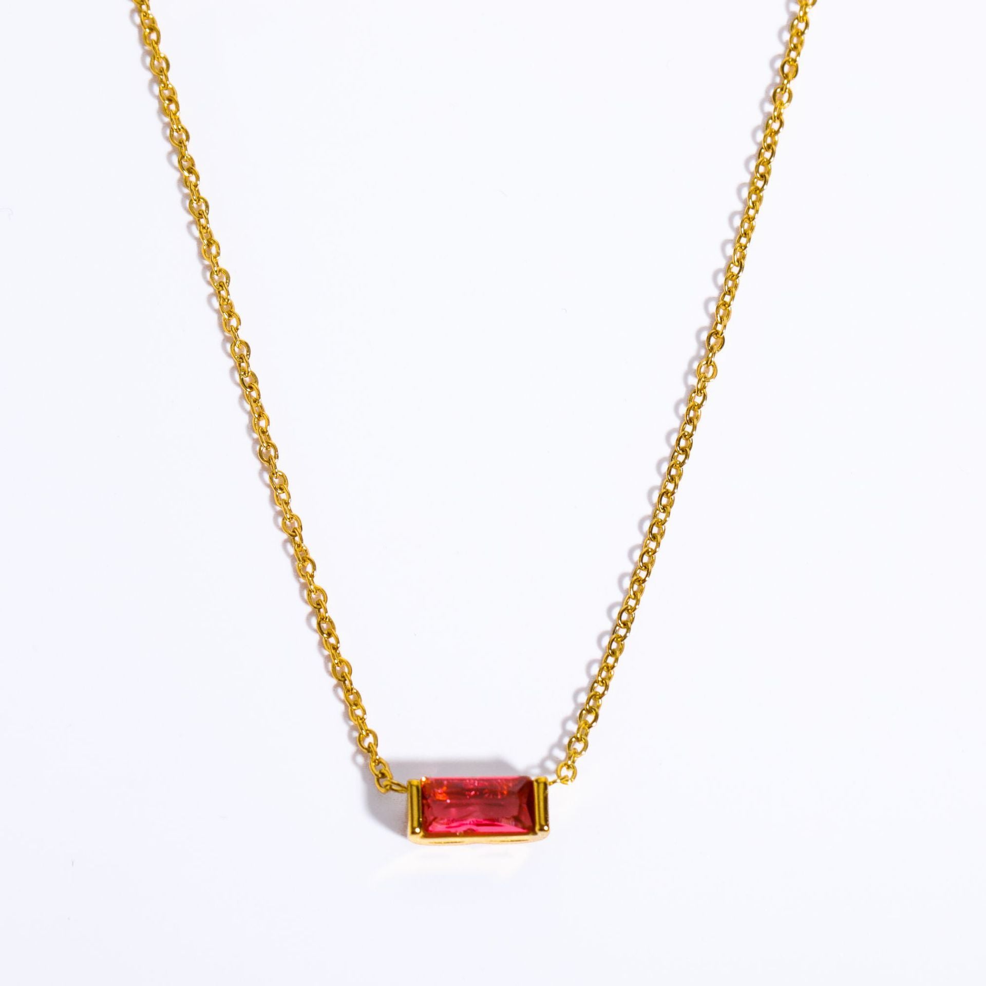 Birthstone Zircon Stainless Steel Necklace