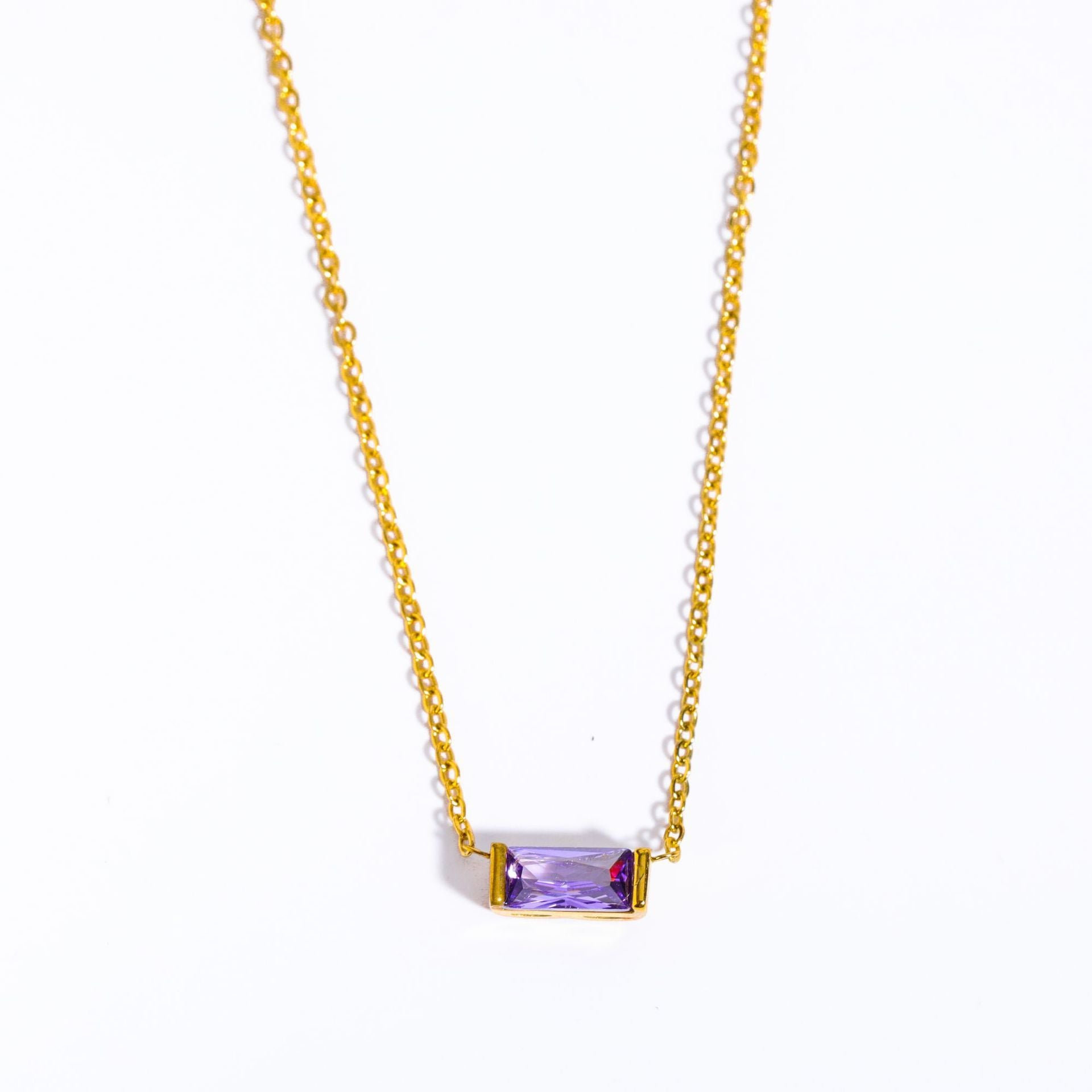 Birthstone Zircon Stainless Steel Necklace