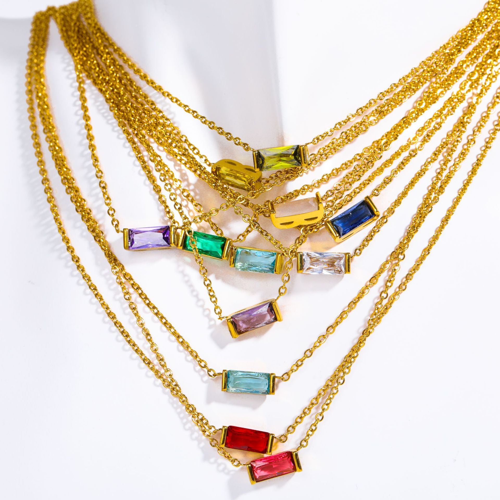 Birthstone Zircon Stainless Steel Necklace