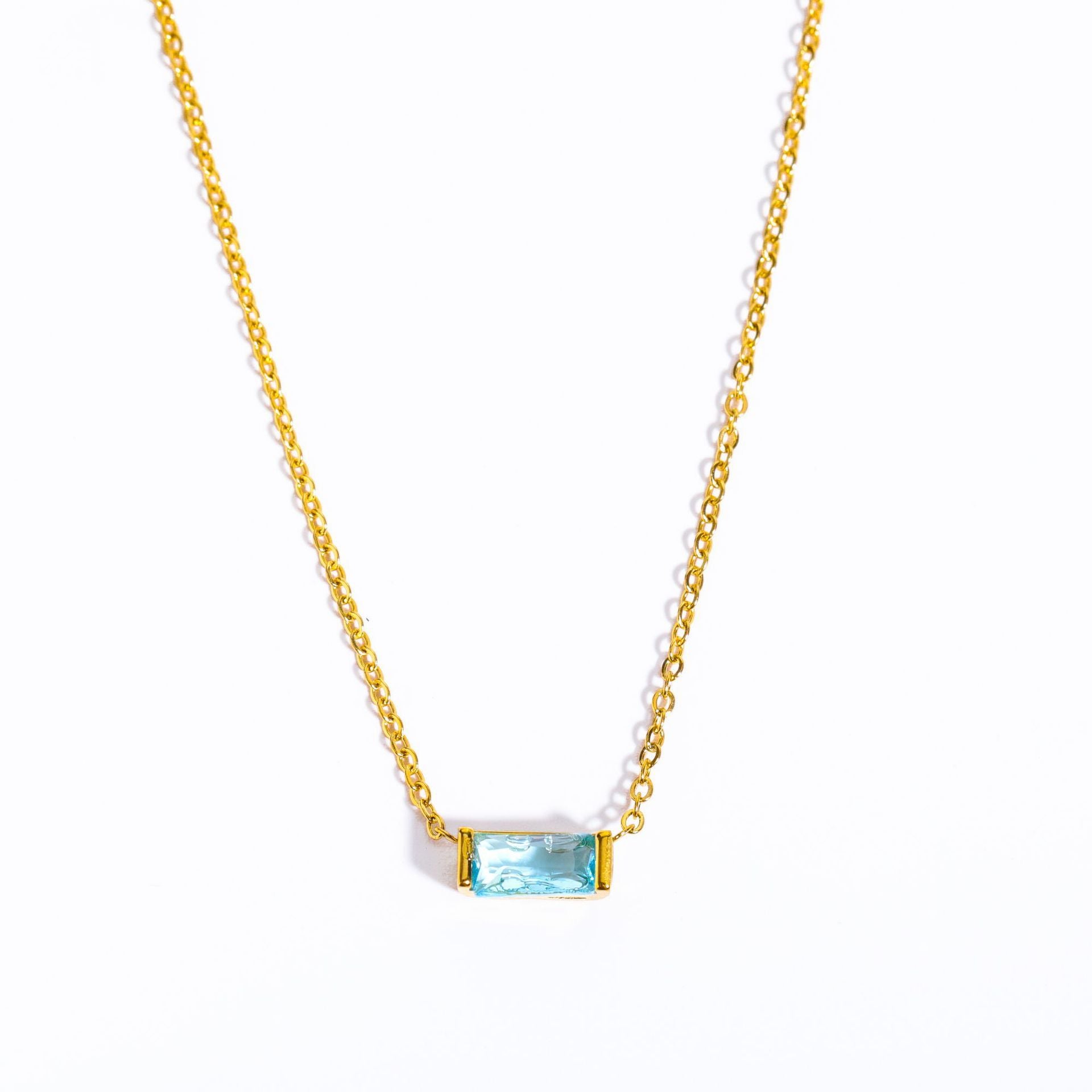 Birthstone Zircon Stainless Steel Necklace