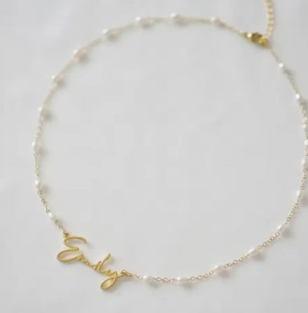 Stainless Steel DIY Cut Name Pearl Necklace