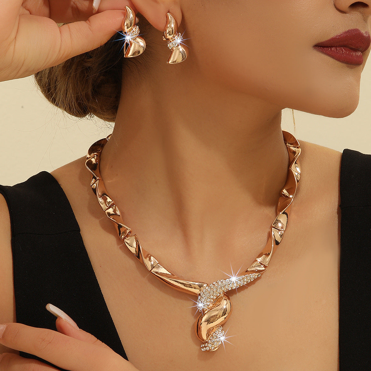 Thread Necklace And Earrings Suite Women's Jewelry